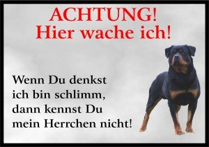 PEMA INDIGOS UG - Achtung/Fun Schild - Rottweiler Türschild Laminiert DIN A5 für Käfig, Zwinger, Haustier, Tür, Tier, Aquarium