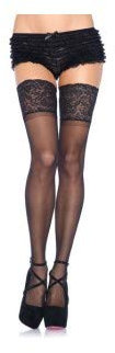 Leg Avenue Bas autofixants Noir larges jarretières U, Noir
