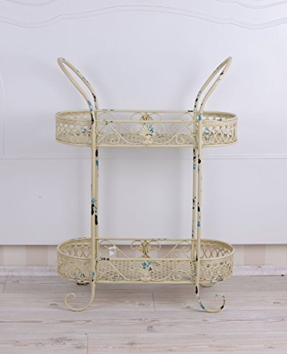 Etagere Shabby Chic Blumentreppe Blumenetagere 90cm Dekoration Metallregal Beige Blumenbank aja052 Palazzo Exklusiv