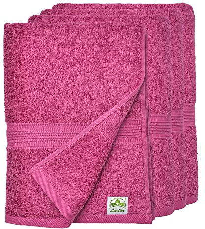 leevitex® Handtuch-Set, saugstark, 50 x 100 cm | Qualität 500 g/m² | 100% Baumwolle | Pink