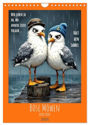 Böse Möwen (Wandkalender 2026 DIN A4 hoch), CALVENDO Monatskalender: Für Alle, die die Nordsee lieben - und für Alle, die ein kleines bisschen böse sindd (CALVENDO Spass)