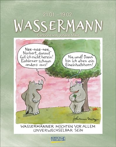 Wassermann 2025: Sternzeichenkalender-Cartoonkalender als Wandkalender im Format 19 x 24 cm.