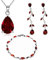 Crystalline Azuria Tropfenform Schmuck-Set mit Rot Zirkonia Kristalle Halskette 45 cm Ohrhänger Ohrringe Armband 18 kt Weiß Vergoldet