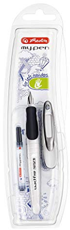 Herlitz Linkshänder Füllhalter my.pen, Weiß/Schwarz, M Feder
