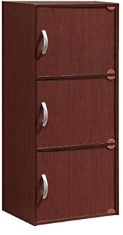 Hodedah Import 3-Shelf, Stylish and Space Saving Storage, Multipurpose Unit, 40.64 x 30.48 x 90.42 cm Dimension; 12.7 Kilograms, Mahogany, Wood, White