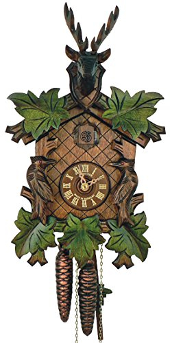 Anton Schneider Kuckucksuhr 5-Laub, Hirschkopf