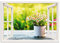 ARTland Wanddeko Wandbild Alu für Innen & Outdoor Metall Bild 70x50 cm Fensterblick Fenster Botanik Blumen Gänseblümchen Garten Frühling T4UG