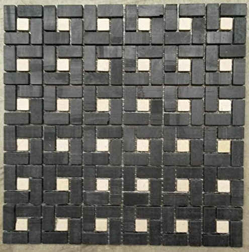 Mosaikfliesen Schwarz Weiß Naturstein Mosaik Matte Fliesen 30x30 cm 8 mm Marmor Badezimmer Küchen M520