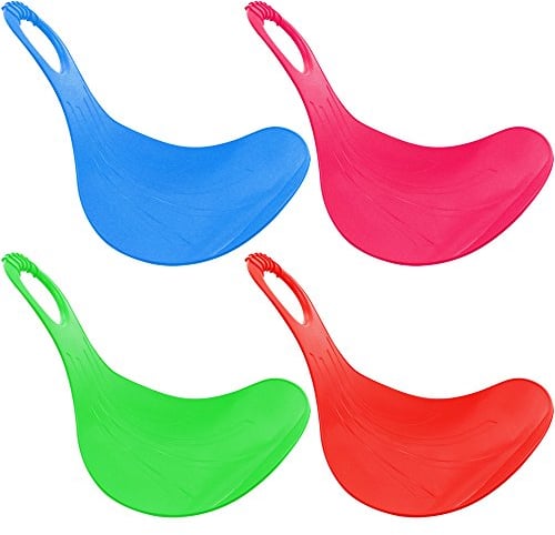 com-four® 4X Schneeflitzer zum Rodeln - Schneerutscher für die ganze Familie - Porutscher mit Griff - Schlitten in bunten Farben [Auswahl variiert] (04 Stück - Kid 2)
