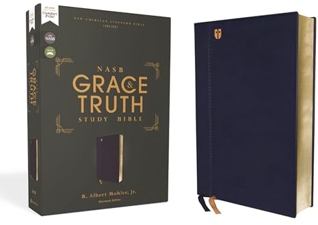 NASB, The Grace and Truth Study Bible (Trustworthy and Practical Insights), Leathersoft, Navy, Red Letter, 1995 Text, Comfort Print