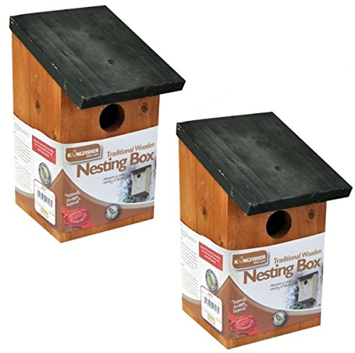 2 X Wooden Nesting Box Bird House Nesting Box Small Birds Bluetit Robin Sparrow