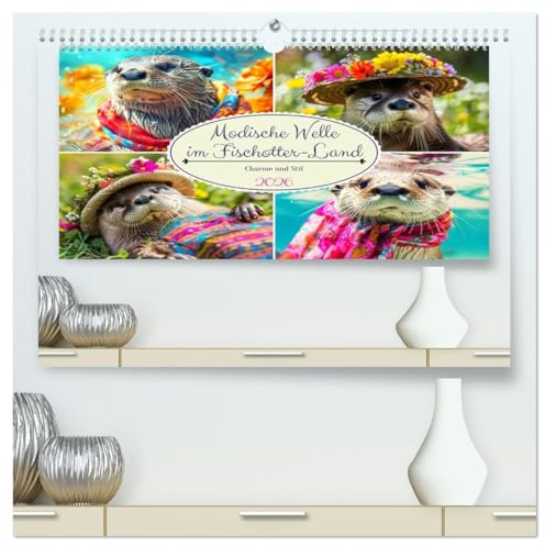 Modische Welle im Fischotter-Land. Charme und Stil (hochwertiger Premium Wandkalender 2026 DIN A2 quer), Kunstdruck in Hochglanz: Schwimmende Models bezaubern das ganze Jahr! (CALVENDO Tiere)