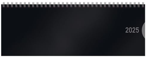 Tischquerkalender Classic Colourlux schwarz 2025: 1 Woche 1 Seite; Bürokalender mit nützlichen Zusatzinformationen; Format: 29,8 x 10,5 cm