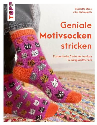 Geniale Motivsocken stricken: Farbenfrohe Statementsocken in Jacquardtechnik