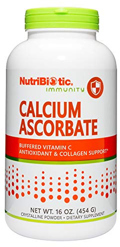 NutriBiotic - Calcium Ascorbate Vitamin C Powder, 16 Oz | Essential Antioxidant & Collagen Supplement Buffered with Calcium | Non-Acidic & Easier on Digestion Than Ascorbic Acid | Gluten & GMO Free