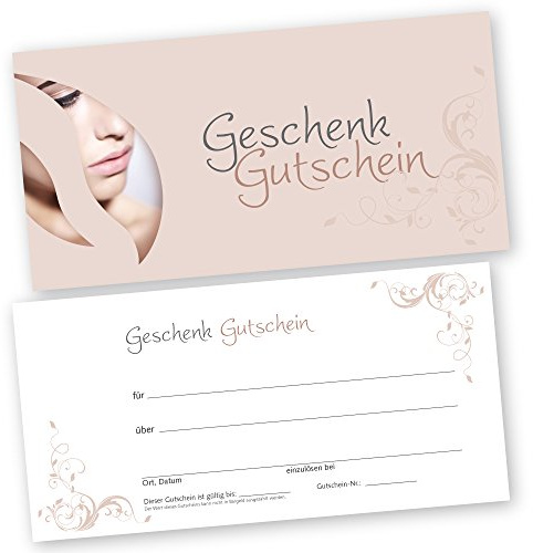 cosmeticPlus 50 Kosmetikstudio – Gutscheinkarten NUDE mit weißtransparenten Umschlägen Gutscheine Geschenkgutscheine