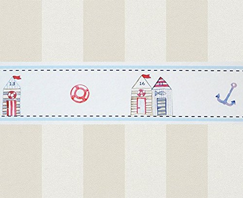 Hansekind Bordüre Kids Strandhaus, maritime Motive, TAP1301, Vlies, sand/weiß