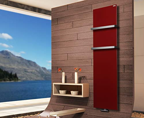 BADHEIZKÖRPER Design Mirror Steel 3 180x47cm 1118 W rot RAL 3004 +2 Halter 30mm SZAGATO Handtuchwärmer Handtuchtrockner Handtuchhalter Paneelheizkörper vertikal Flachheizkörper