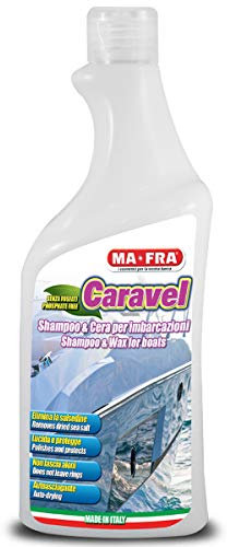 Mafra, Caravel Bootsshampoo und Selbsttrocknendes Wachs zur Perfekten Reinigung und zum Schutz von Fiberglas, Holz und Neopren, mit Hydro-Speed-Effekt, Beseitigt Salzspritzer, 750 ml Format