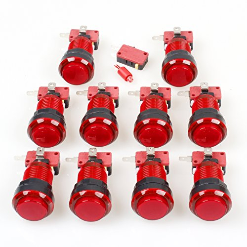 EG STARTS 10x neue LED beleuchtet farbenreiche Arcade-Taste mit Mikroschalter Mame Multicade rote Tasten