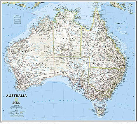 National Geographic Map Australia Political, Planokarte