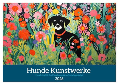 Hunde Kunstwerke - Hunde im Stil des Fauvismus künstlerisch gestaltet (Wandkalender 2026 DIN A3 quer), CALVENDO Monatskalender: Einzigartige Verbindung von Kunst und Hundeliebe (CALVENDO Kunst)