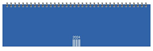 Wochenplaner quer 2024 in blau. Praktischer Tischquerkalender zum Umklappen. Zeitloser Spiral-Kalender 2024 fürs Büro. Wochenplaner für den Schreibtisch.