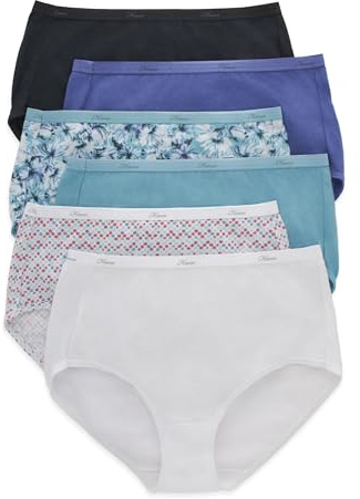 Hanes Womens High-waisted Panties, 6-pack, Moisture-wicking Cotton (Colors May Vary) Briefs-underwear, Solid/Print Mix, 9 US