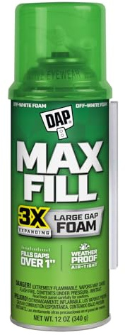 DAP Touch ‘n Foam Max Fill Maximum Expanding Foam Sealant, Off White, 12 Oz (7565000043)