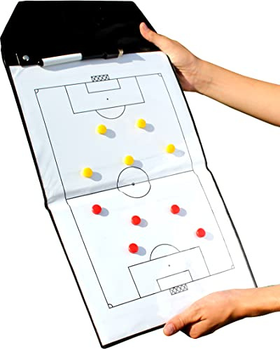 SPORTIKEL24 Magnetische Taktikmappe faltbar – 46 x 25 cm aufgeklappt – Trainer-Board mit Magneten & Stift – für Fußballtraining & Taktikschulung