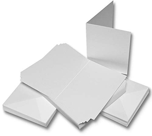 Craft UK 273 Karten und Umschläge im C6-Format, 50 Stück Weißes Leinen