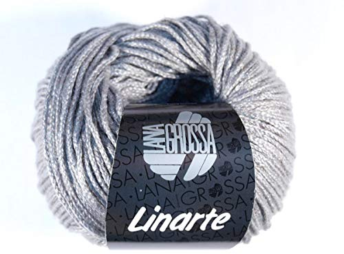 LANA GROSSA Linarte | Moderner Baumwoll/Leinen-Klassiker | Handstrickgarn aus 40% Microfaser (Viscose), 30% Baumwolle, 20% Leinen & 10% Polyamid | 50g Wolle zum Stricken & Häkeln | 125m Garn