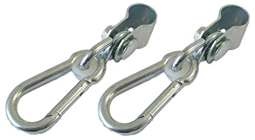 Gartenwelt Riegelsberger Schaukelhaken mit Karabiner für Rundstange Manschettenhaken für Türreck Ø 2,5 cm 2 Stück