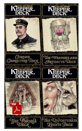 Chaosium Call of Cthulhu Keeper Decks 2nd Edition | 4 RPG Card Decks with NPCs, Madness, Events & Weapons | Game Aid for Keepers & Storytellers