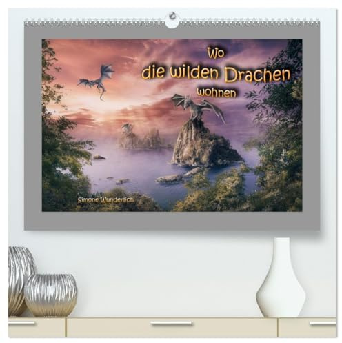 Wo die wilden Drachen wohnen (hochwertiger Premium Wandkalender 2026 DIN A2 quer), Kunstdruck in Hochglanz: Fantasylandschaften vom Feinsten (CALVENDO Spass)