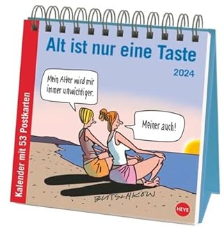 Butschkow: Alt ist nur eine Taste Premium-Postkartenkalender 2024. Witziger Kalender für Rentner: Cartoons mit einem Augenzwinkern für alle in den besten Jahren.