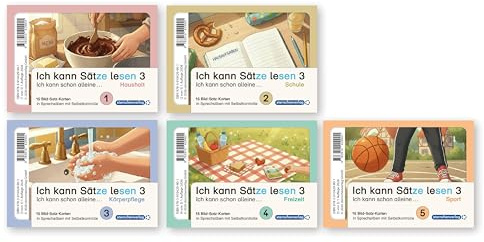 Ich kann Sätze lesen Teil 3 in Sprechsilben- Ich schreibe schon alleine ...: 5 Lesedosen mit jeweils 15 Bild-Wort-Karten für die 2. und 3. Klasse