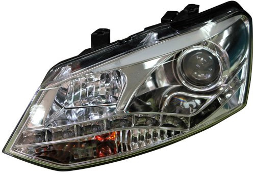 AUTO-STYLE Satz Scheinwerfer TFL-Look kompatibel mit Volkswagen Polo 6R 2009-2014 - Schwarz - inkl. Stellmotor