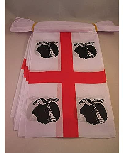 AZ FLAG Ghirlanda 6 Metri 20 Bandiere Sardegna 21x15cm, Bandiera Sarda - Italia 15 x 21 cm - Festone Bandierine