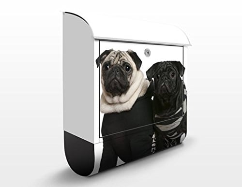 Briefkasten mit Zeitungsrolle Mops Fashion 46cm x 39cm