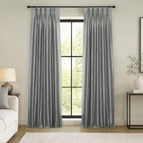HPD Half Price Drapes PDCH-KBS7BO-96-FP, Kunstseide, Vintage-Stil, strukturiert, 63 x 244 cm (1 Panel), Sturmgrau