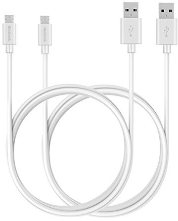 MaGeek® [Pack de 2 1.8m Cables Micro USB Sincroniza y Carga para Samsung, HTC, Sony, Motorola, LG, Google, Nokia etc.(Blanco)