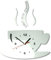 FLEXISTYLE Tasse Time for Coffee (Zeit für Kaffee) Moderne Küche Wanduhr weiß, 3D römisch, wanduhr deko, 32 x 19 cm