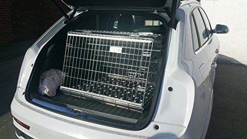 Pet World 34 Premium Medium Sloped Car Dog Cage - Suitable for Audi Q3 2011+ - Lightweight Zinc-Coated Steel Crate - Sliding Door - Easy Assembly - Removable Waterproof Base - Comfort Mat Included