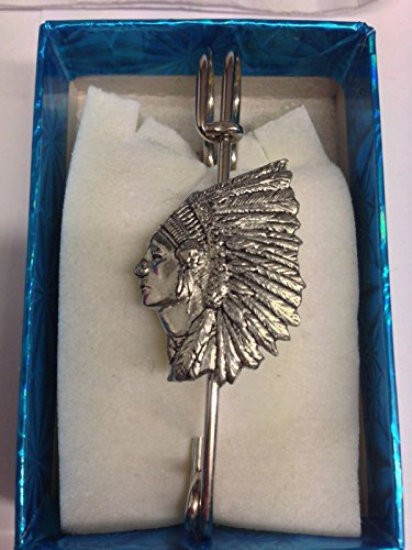 Brosche, Motiv: Indianer Häuptling, PP-W05, Kiltnadel, Schal, Zinn, Emblem, 7,5 cm