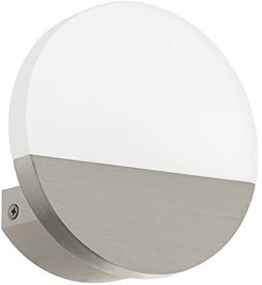 EGLO LED Wandlampe Metrass 1, 1 flammige Wandleuchte, Wandbeleuchtung für Innen aus Aluminium und satiniertem Kunststoff, Wohnzimmerlampe in Nickel-Matt, LED Flurlampe rund, warmweiß