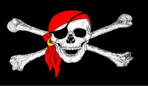 HUGE 8ft x 5ft Skull With Bandana Crossbones Pirate Material Flag