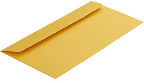 100 Stück, Farbige Briefumschläge, DIN C6/5, Haftklebung mit Abziehstreifen, Gerade Klappe, 120 g/qm Colorista, Ohne Fenster, Gelb (Goldgelb), Blanke Briefhüllen