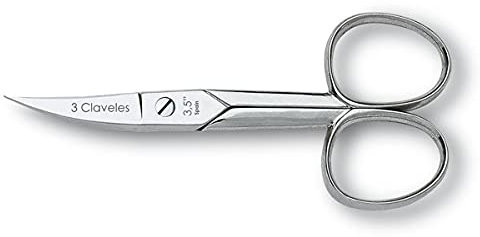 3 Claveles - Tijera Uñas Curva de 9 cm - 3,5, tijeras de manicura profesional, acero carbono, niquelada, para uñas manos - pies