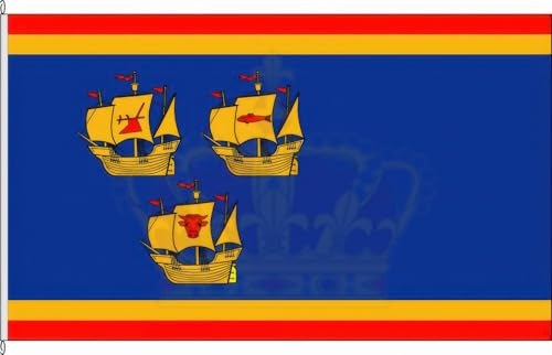 KÖNIGSBANNER Zertifizierte Flagge Fahne Kreis Nordfriesland - NF 60 x 90cm - Hissflagge doppelt gesäumt mit Karabinerhaken aus deutscher Flaggen-Manufaktur